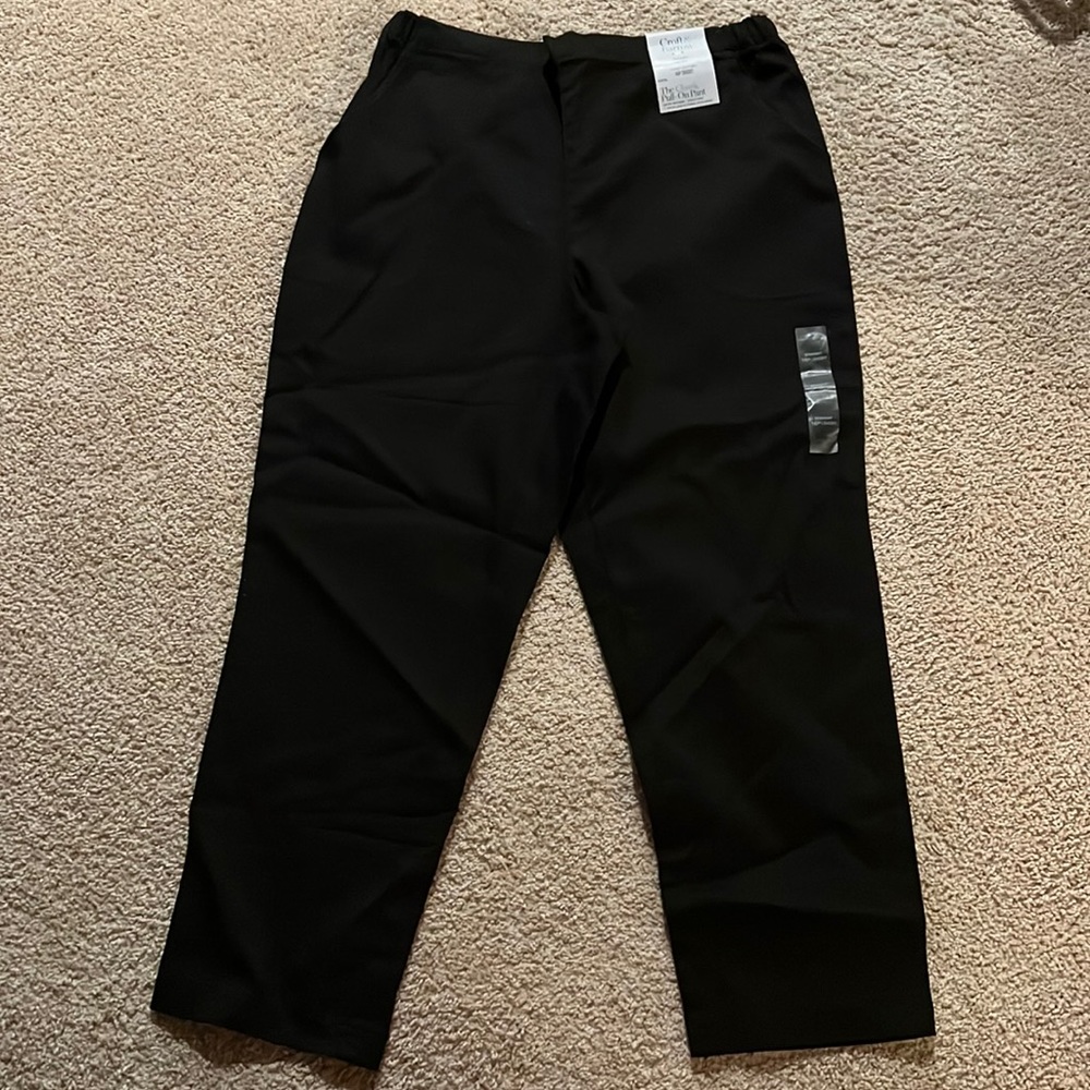 NWT black Croft & Barrow straight mid rise classic pull-on pant. 16P short.